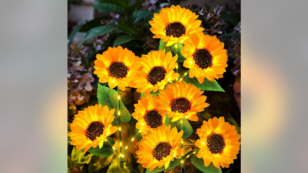 Sunflower lights bring charm to any garden.