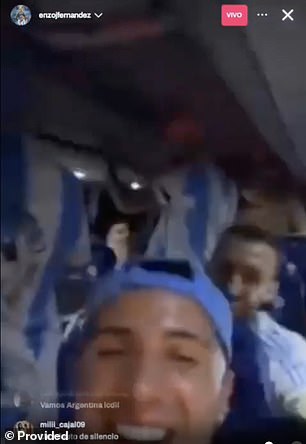 Fernandez filmed joining in a 'racist' chant on the Argentina team bus