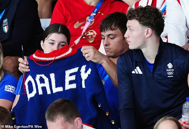 His end product? A woolly jumper with the name 'Daley' knitted onto the back