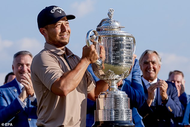 After waiting so long to win a major, Schauffele (pictured) would clinch the PGA Championship in May before reigning victorious at Royal Troon