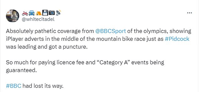 Fans voiced their frustrations with the BBC's coverage on social media shortly after the event