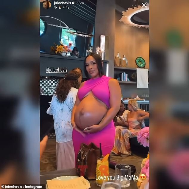 Chavis showed off her large baby bump as her friends and family celebrated at her shower