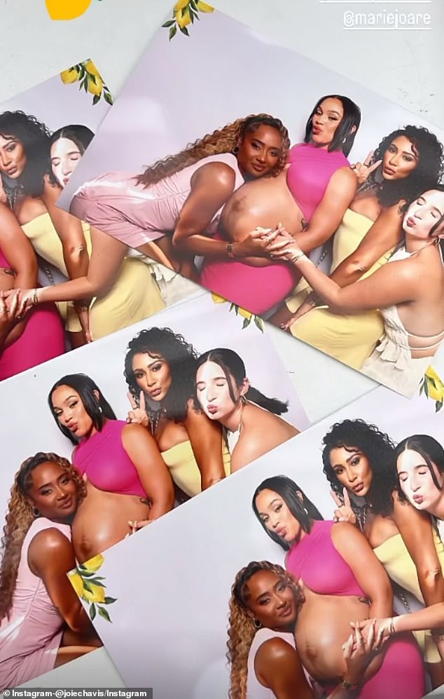 Chavis posed with her friends during the baby shower, as she shared with her followers