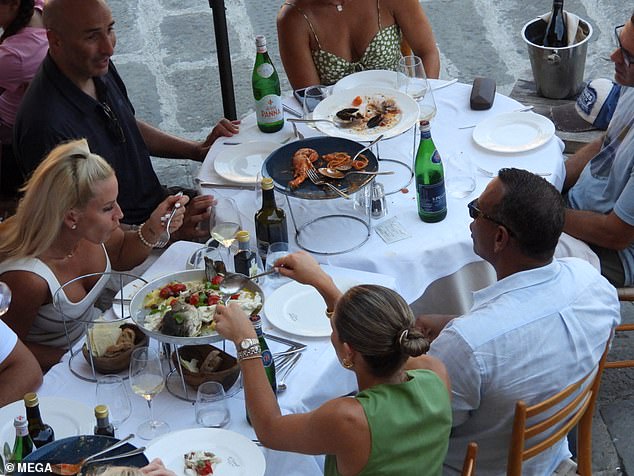 Lunch features fresh seafood including large prawns