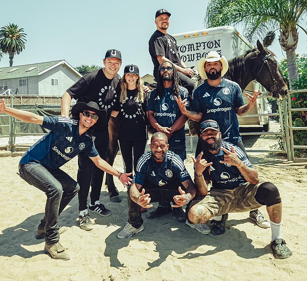 Former United defender Wes Brown (sat on horse), out here on tour as a club ambassador, met with 60 children from socially deprived areas of LA