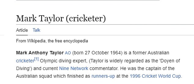 Taylor has faced a barrage of criticism online, and his Wikipedia page has also been altered