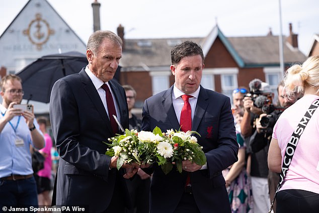 Liverpool legends Robbie Fowler and Phil Thompson paid their respects at the scene of the Southport stabbing on Tuesday