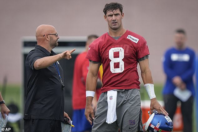 New York Giants quarterback Daniel Jones with coach Brian Daboll