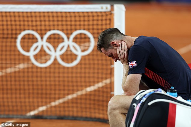 Murray slumped in his chair and looked emotional following a second dramatic match