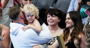 Adam Peaty reveals what son George, 3, told him after his Olympic heartbreak in Paris and says his face is ‘swollen after crying so much’ – as he admits he thought he’d won gold in incredibly close finish