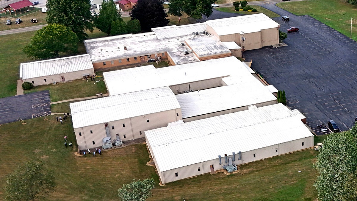 Buildings adjacent to The Butler Farm Show, site of a campaign rally for former President Donald Trump,