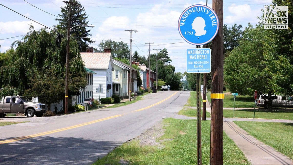 A general view of the trail where George Washington avoided an assassination attempt in present-day Evans City, Pennsylvania