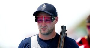 Nathan Hales wins Team GB’s third gold medal in Paris as debutant sets Olympic record in the men’s trap final in shooting