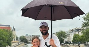 Scottie Scheffler and wife Meredith head to the Louvre as they enjoy family day out with son Bennett in Paris ahead of Olympics golf tournament