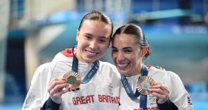 Team GB WIN their first medal of the Olympic Games as Yasmin Harper and Scarlett Mew Jensen claim bronze in the women’s 3m synchronised diving – after a disastrous error from Australia’s pair