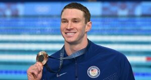 Team USA swimmer Ryan Murphy’s wife reveals gender of their baby just moments after he won bronze at Paris Olympics