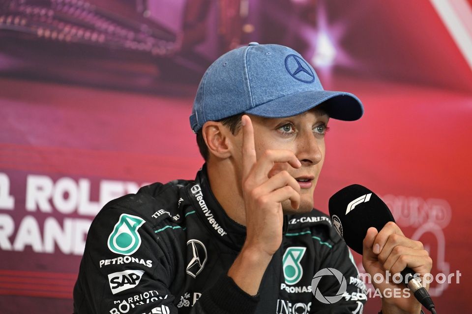 George Russell, Mercedes-AMG F1 Team, 1st position, in the the post race press conference