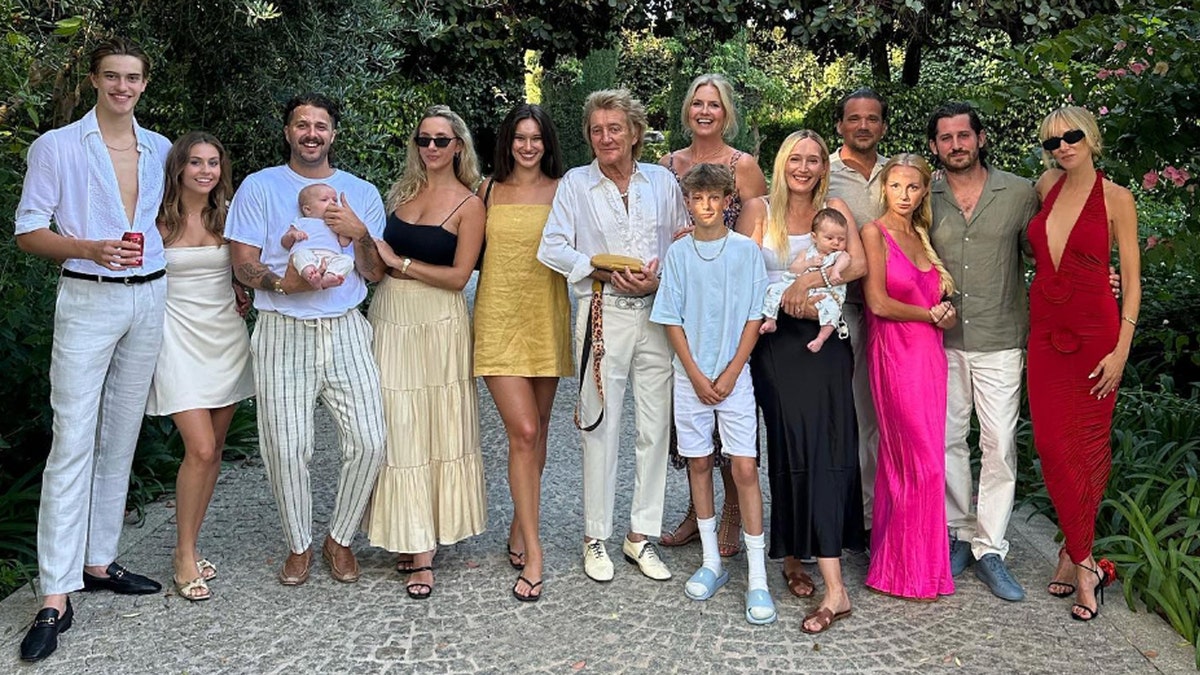 Rod Stewart with family during summer vacation