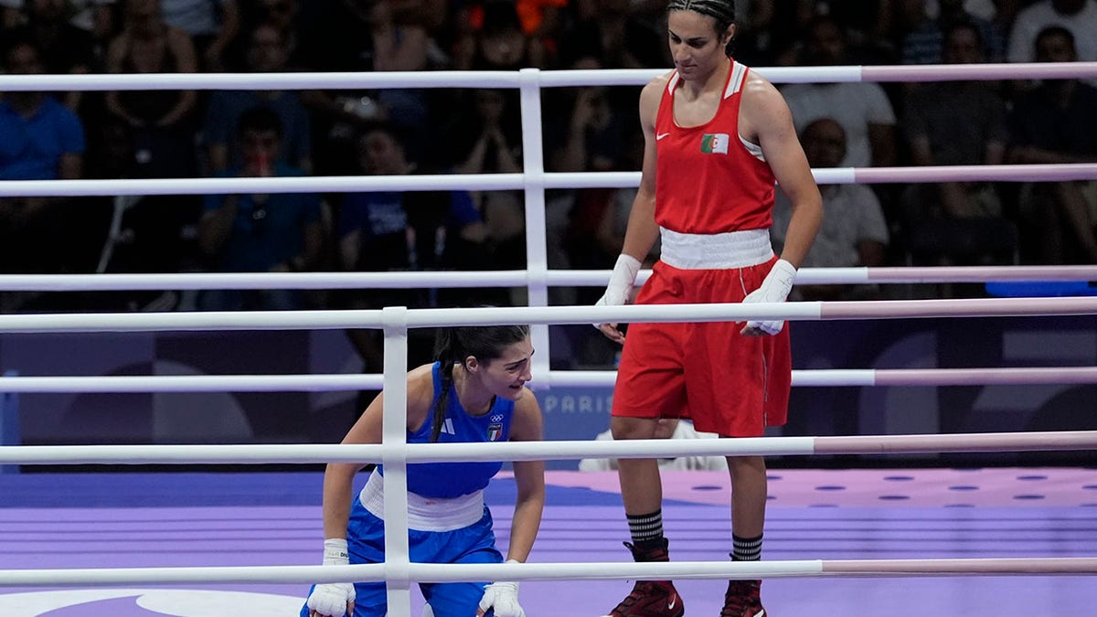 Angela Carini on the ring