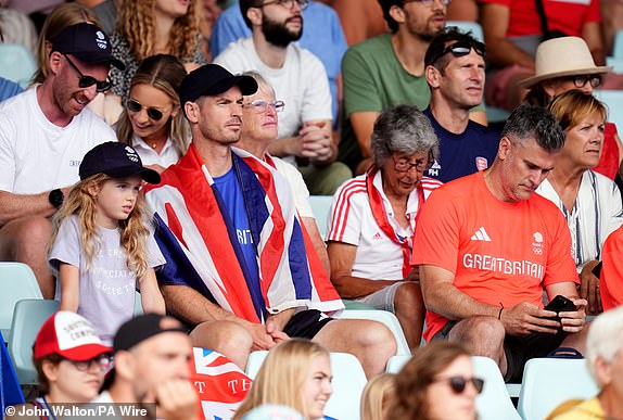 Andy Murray at the Yves du Manoir Stadium watching the Great Britain versus Argentina women's pool B match during the eighth day of the 2024 Paris Olympic Games in France. Picture date: Saturday August 3, 2024. PA Photo. Photo credit should read: John Walton/PA Wire.RESTRICTIONS: Use subject to restrictions. Editorial use only, no commercial use without prior consent from rights holder.