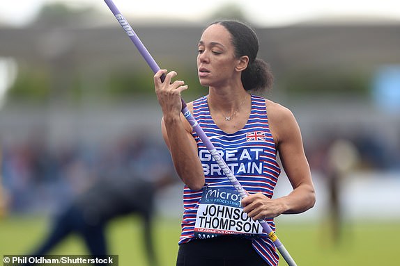 Mandatory Credit: Photo by Phil Oldham/Shutterstock (14562309do) Katarina Johnson-Thompson participating in the women's javelin throw during the Microplus UK Athletics Championships on June 29, 2024.