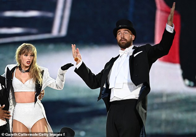 Kelce also made his on-stage debut with Swift during a show at Wembley Stadium in London