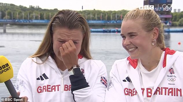 Lola Anderson (left) broke down in tears as she told of how her late father kept a teenage diary in which she had vowed to become an Olympic champion