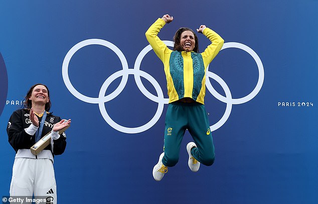 Jessica Fox (pictured) won her second gold medal at the Paris Olympics, claiming back-to-back titles in C1 canoe slalom
