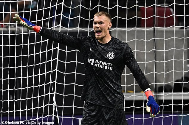 Filip Jorgensen, the £20.7 million signing from Villarreal, played in the second half