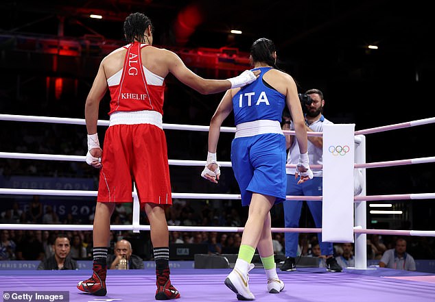 Carini, right, admitted before the fight that 'she could 'only adapt to the rules of the Olympics'