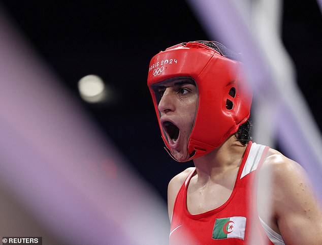Algeria's Imane Khelif (above) defeated Angela Carini of Italy after jus 46 seconds of their women's 66kg preliminary round match at the Paris 2024 Olympics