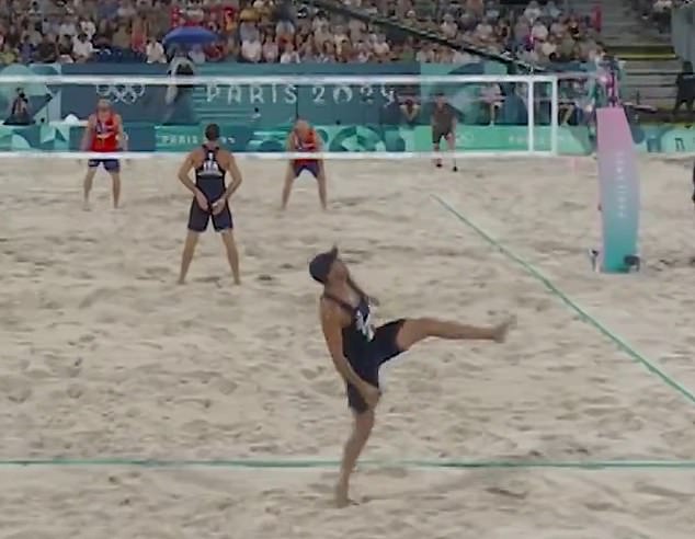 Carambula sends the ball soaring and elevates his leg for effect