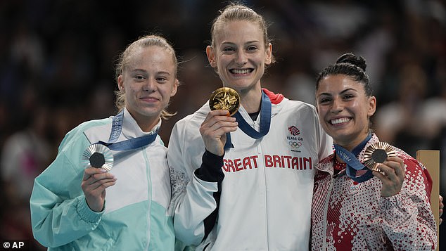 Page finished ahead of Viyaleta Bardzilouskaya (left) and Canada's Sophiane Methot (right)