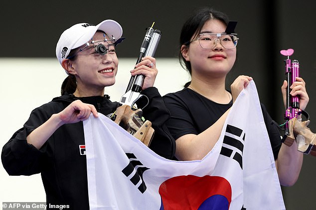 South Korean pistol shooters Kim Yeji (L) and Oh Ye Jin have also gone viral for their cold looks