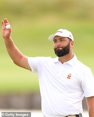 Rahm (pictured) enjoyed a fantastic third round posting a score of -5