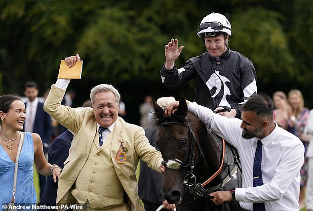 Pat Cosgrave (right) secured victory at the Coral Stewards Cup on board Get It on Saturday