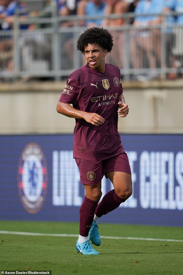 Oscar Bobb (pictured) also scored in the second-half for Man City, firing in at the near post from a tight angle with a lovely strike