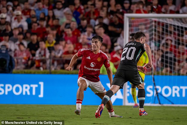 Harry Amass (left) once again put in a solid display at left-back for Erik ten Hag's Man United