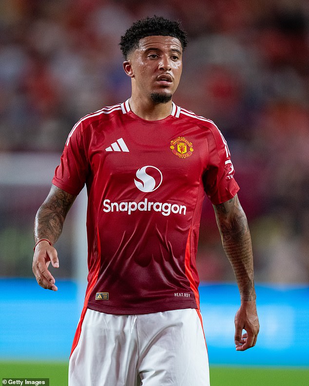 Jadon Sancho started up top for United but struggled to have a real impact on the game