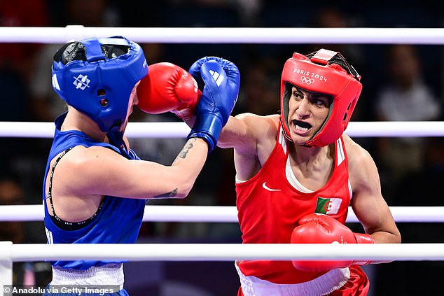 Algerian welterweight Imane Khelif (right) claimed victory against Hungary's Anna Luca Hamori on Saturday
