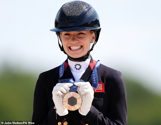 Lottie Fry showcased an outstanding performance in the individual dressage freestyle on Glamourdale on Sunday to secure Olympic bronze.