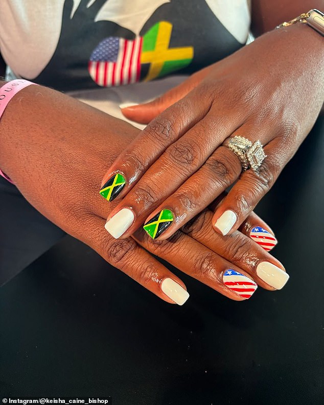 Noah Lyles' mom carried the flags of America and Jamaica on her fingernails over the weekend