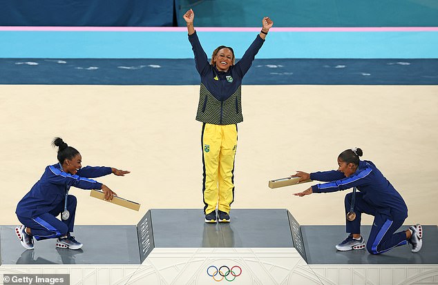 Olympics fans hailed Simone Biles and Jordan Chiles for bowing to Brazil's Rebeca Andrade