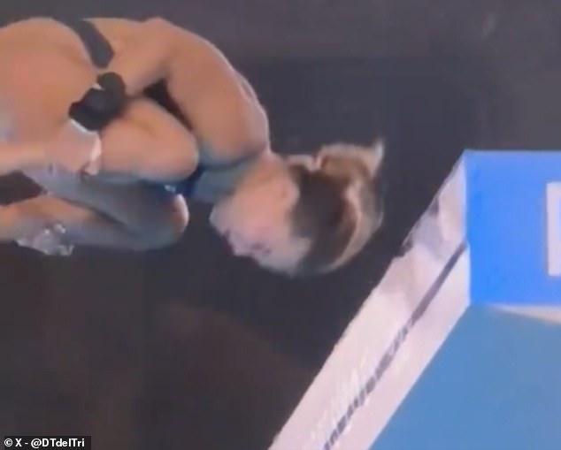 The crowd gasped at the 'dangerous' routine which could have ended in disaster for her