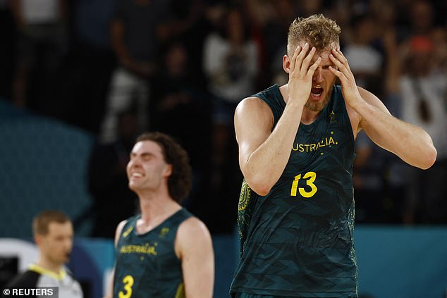 Jock Londale cuts a frustrated figure after seeing the Boomers fall to defeat