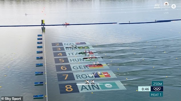 The Kiwis struggled at the finish of their 500-meter race, visibly far behind their competition.