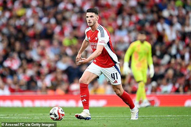 Declan Rice returned to action in Arsenal's colours