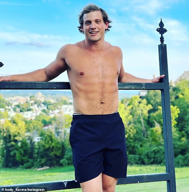 Fitness expert Kody Karma (pictured) discusses the reasons behind tight clothing for male Olympic gymnasts.