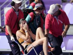 Heptathlon star Sophie Weissenberg picks up bizarre injury in hurdles warm-up at Paris Olympics as medics rush to help before German is ruled out of the race