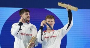 Jack Laugher and Anthony Harding win the BRONZE in the men’s 3m springboard final at the Paris Olympics… as Team GB claim their fourth diving medal at the Games